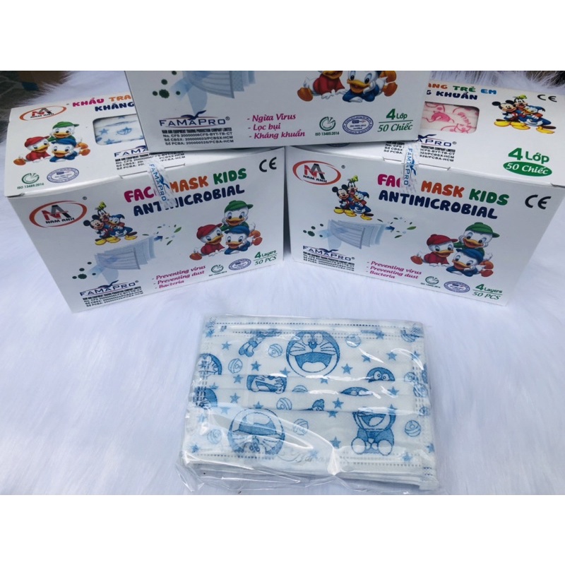 Hộp 50 cái khẩu trang y tế cho bé/khẩu trang y tế trẻ em ,4 lớp