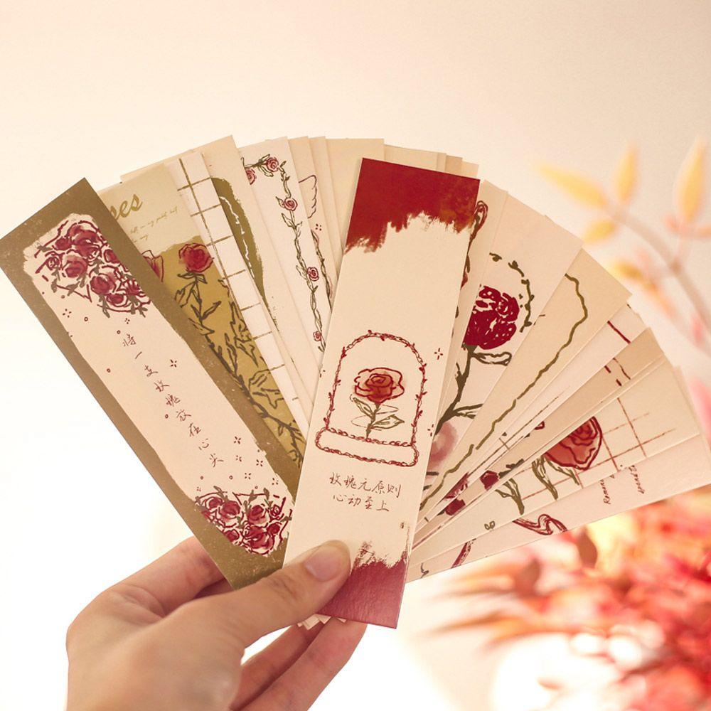Hộp 30 Thẻ Giấy Đánh Dấu Trang Sách Hình Hoa Hồng