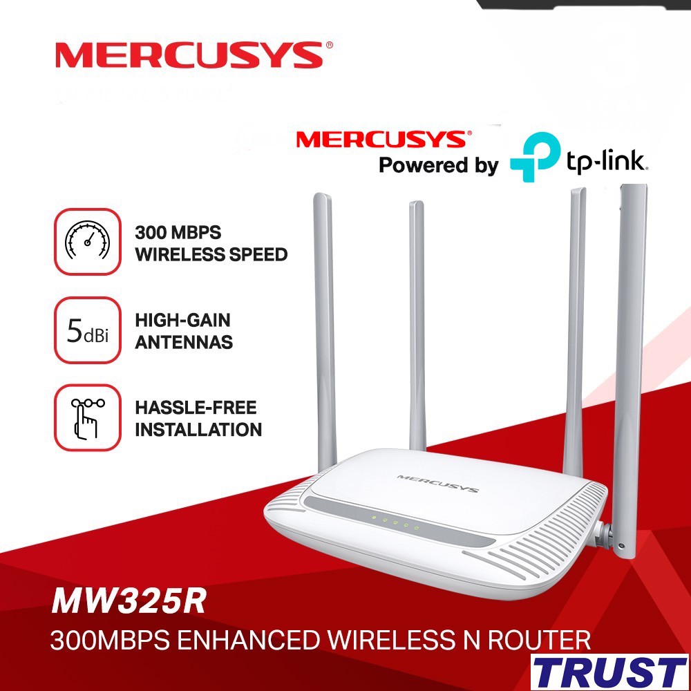 Bộ phát WiFi 4 Râu N 300Mbps Mercusys -MW325R- Hàng chính hãng phân phối bởi TP-Link Việt Nam | BigBuy360 - bigbuy360.vn