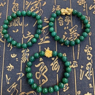 Vòng tay Ngọc Sơn Thủy 6ly Mix Charm Bạc mạ Vàng