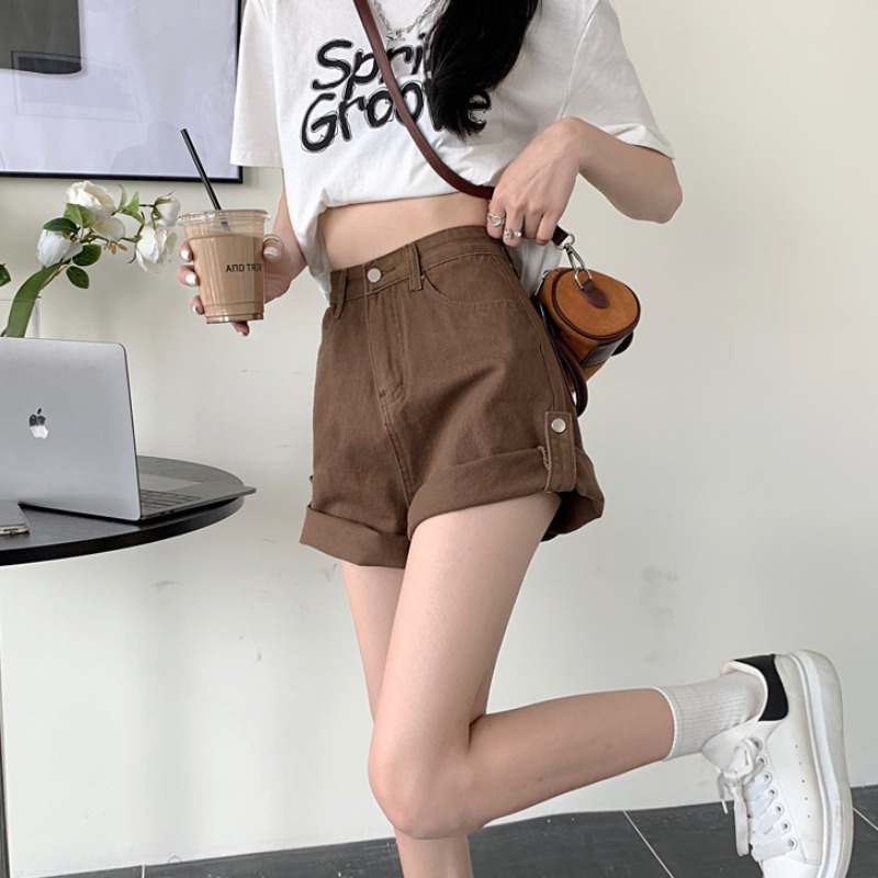 Quần Short Jean Lưng Cao Plus Size Cho Nữ