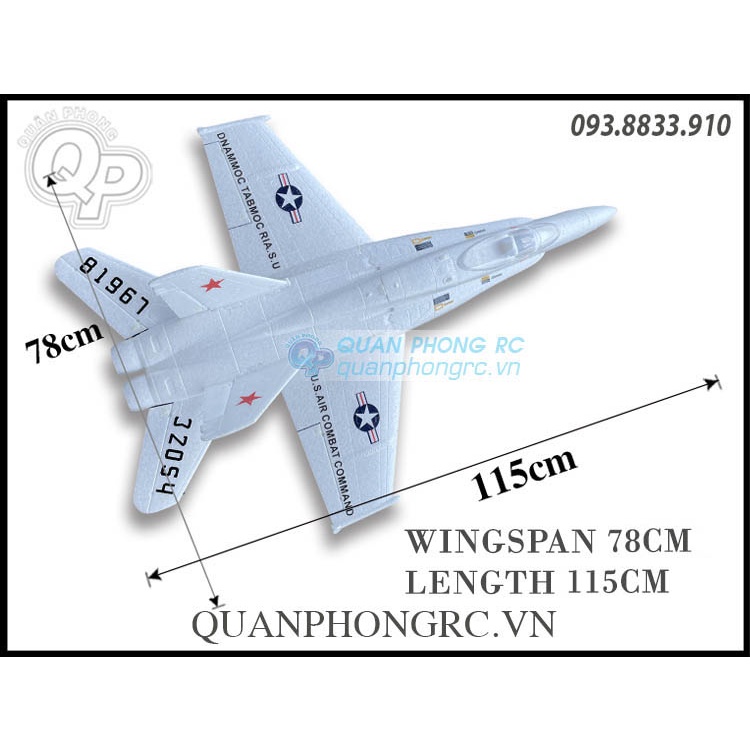 Kit Máy Bay EPO F-18 Super Hornet Sải 78cm EDF 70mm