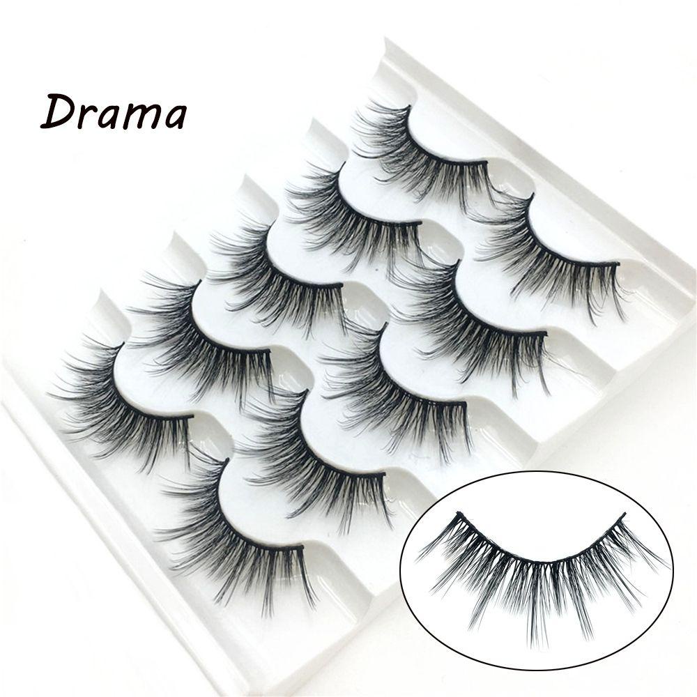 EUTUS Bộ 5 Cặp Lông Mi Giả Dài Xoăn 3D Handmade Tự Nhiên