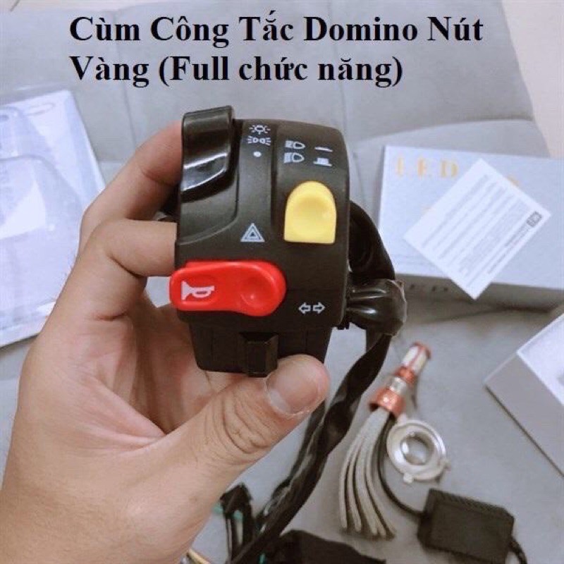 Cùm công tắc domino nút vàng