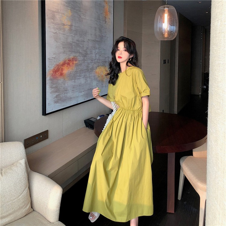 Đầm Ulzzang Hở Lưng Cột Nơ Cổ chữ V - Maxi Cao Cấp - MUOJ - (mặc Được 2 Kiểu)