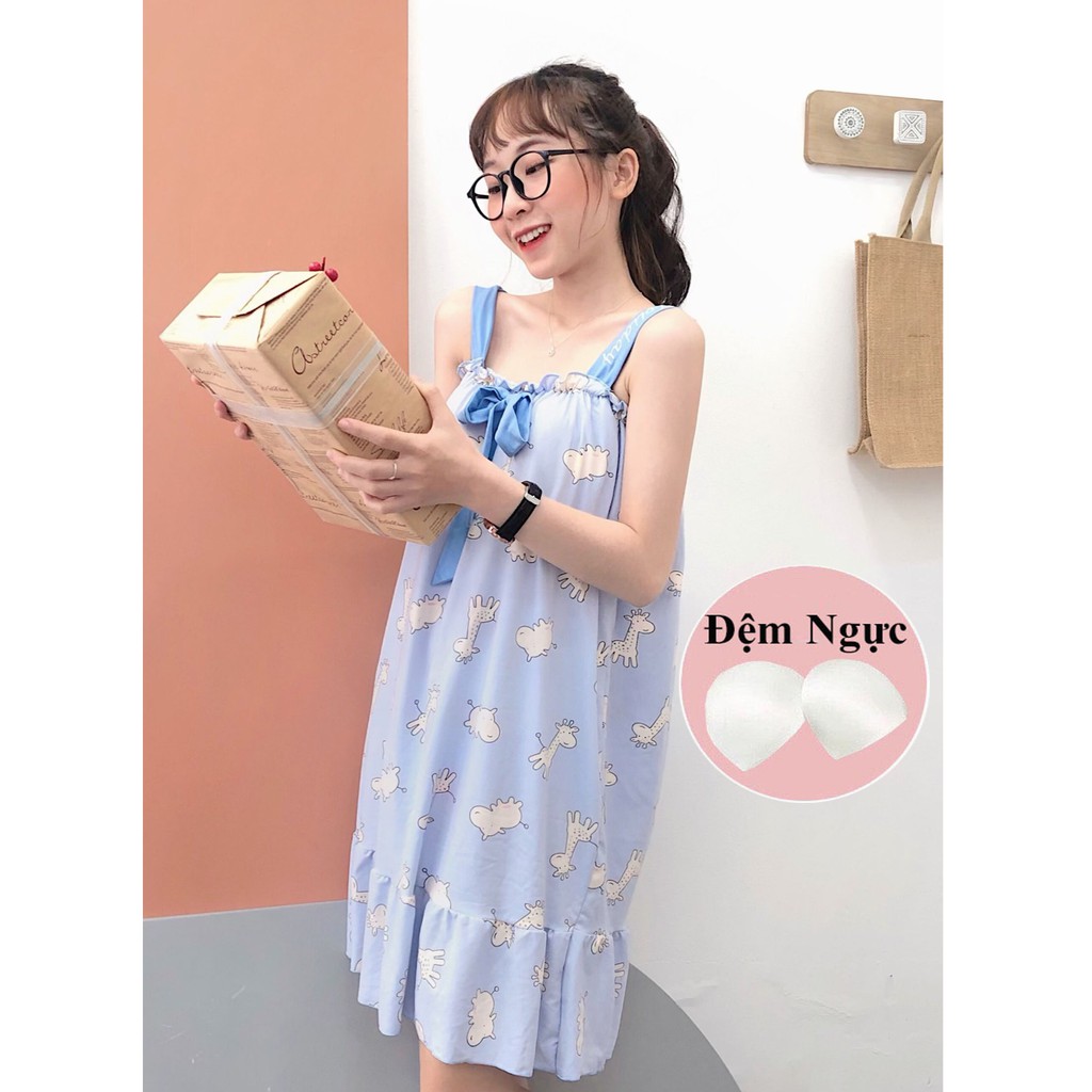 Váy ngủ 2 dây có đệm mút ngực cực kỳ xinh yêu MÙA HÈ - 𝐕𝟏𝟐𝟕