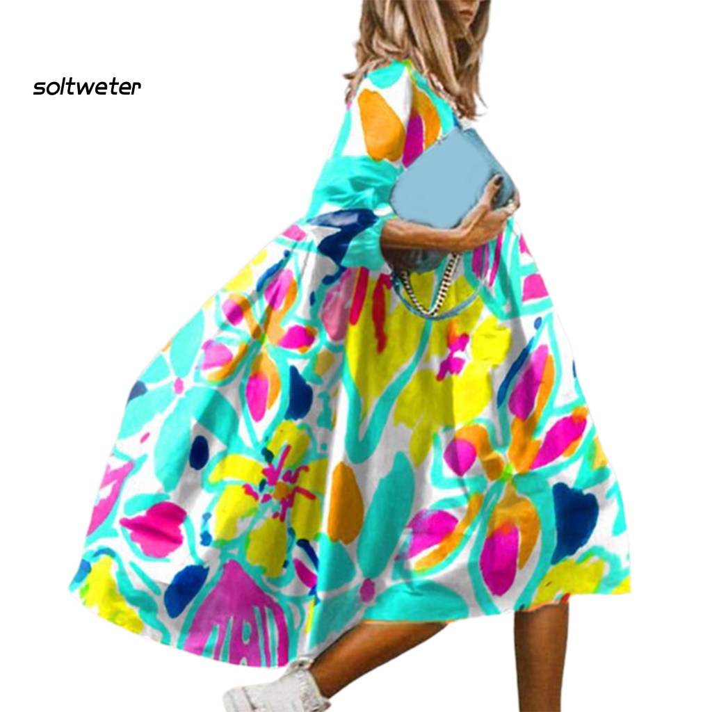 Đầm Đi Biển Tay Lửng Mềm Mại Phong Cách Boho