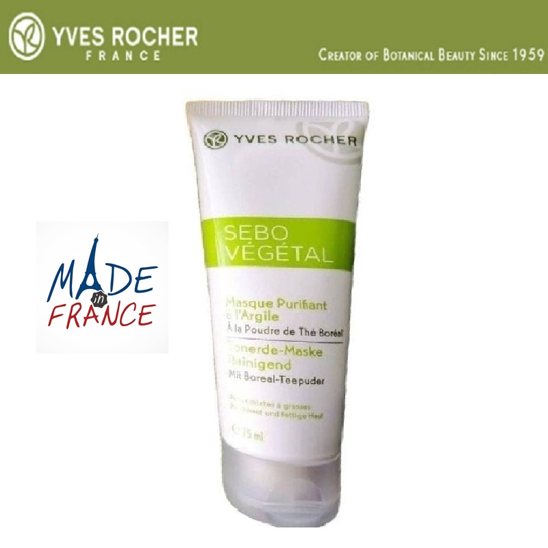 MẶT NẠ BÙN KHOÁNG YVES ROCHER SEBO PURE VEGETAL THẢI ĐỘC THANH LỌC SE LỖ CHÂN LÔNG - HÀNG NHẬP ĐỨC