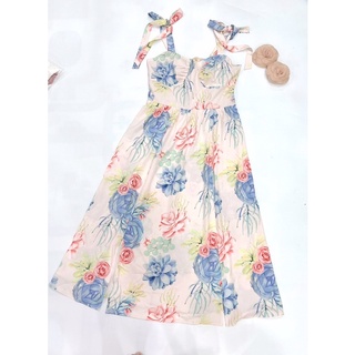 Váy maxi hoa 2 dây xẻ tà