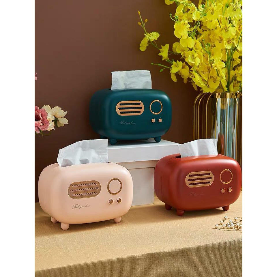 PVN33286 Hộp đựng khăn giấy để bàn hình radio cao cấp phong cách vintage - Radio Tissue Box T2