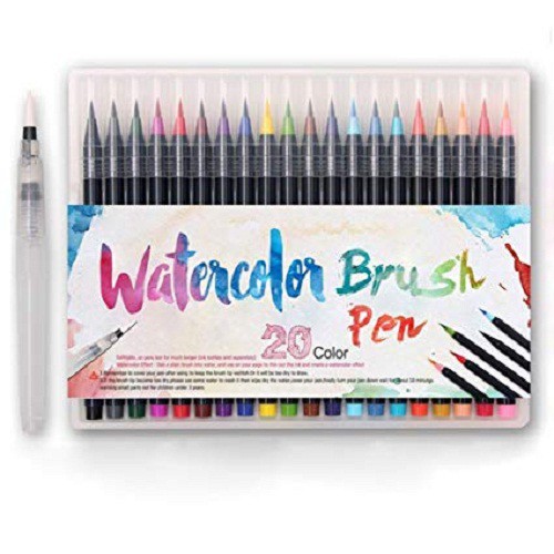 Bộ 20 bút lông màu nước Water Color Brush Pen (Tặng 1 cọ Water Brush Blend màu )