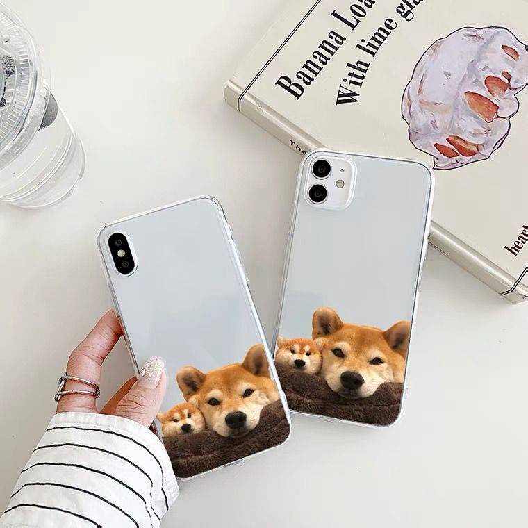Ốp điện thoại silicon mềm trong nhám in hình chó thích hợp cho Iphone13 12 Apple 11 Xs XR 6S 7P 8P NqzT