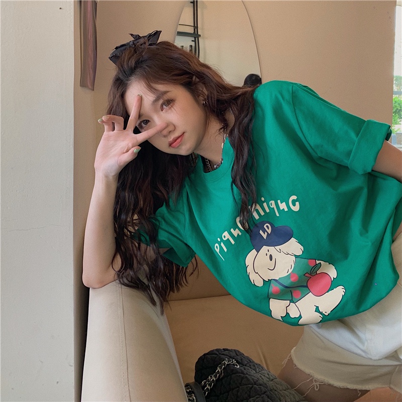 NRVP Áo Thun Cotton Tay Ngắn Cổ Tròn Màu Trơn Thời Trang Dành Cho Nữ