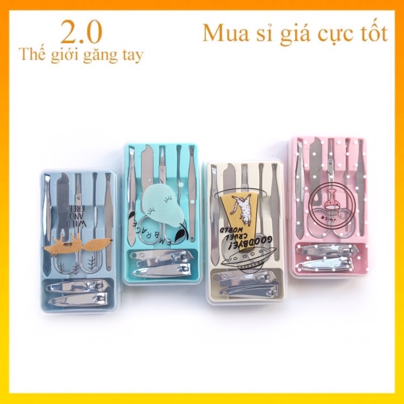 [Siêu Giá Rẻ] Bộ 7 món cắt móng tay tiện dụng, đa năng, hộp nhựa hoa quả
