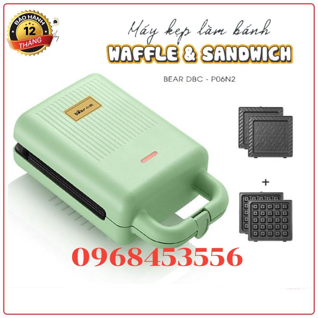 Máy nướng bánh mì Sandwich / Waffle đa năng Bear DBC-P06N2, Máy kẹp nướng bánh Bear 2 khuôn Chính Hãng