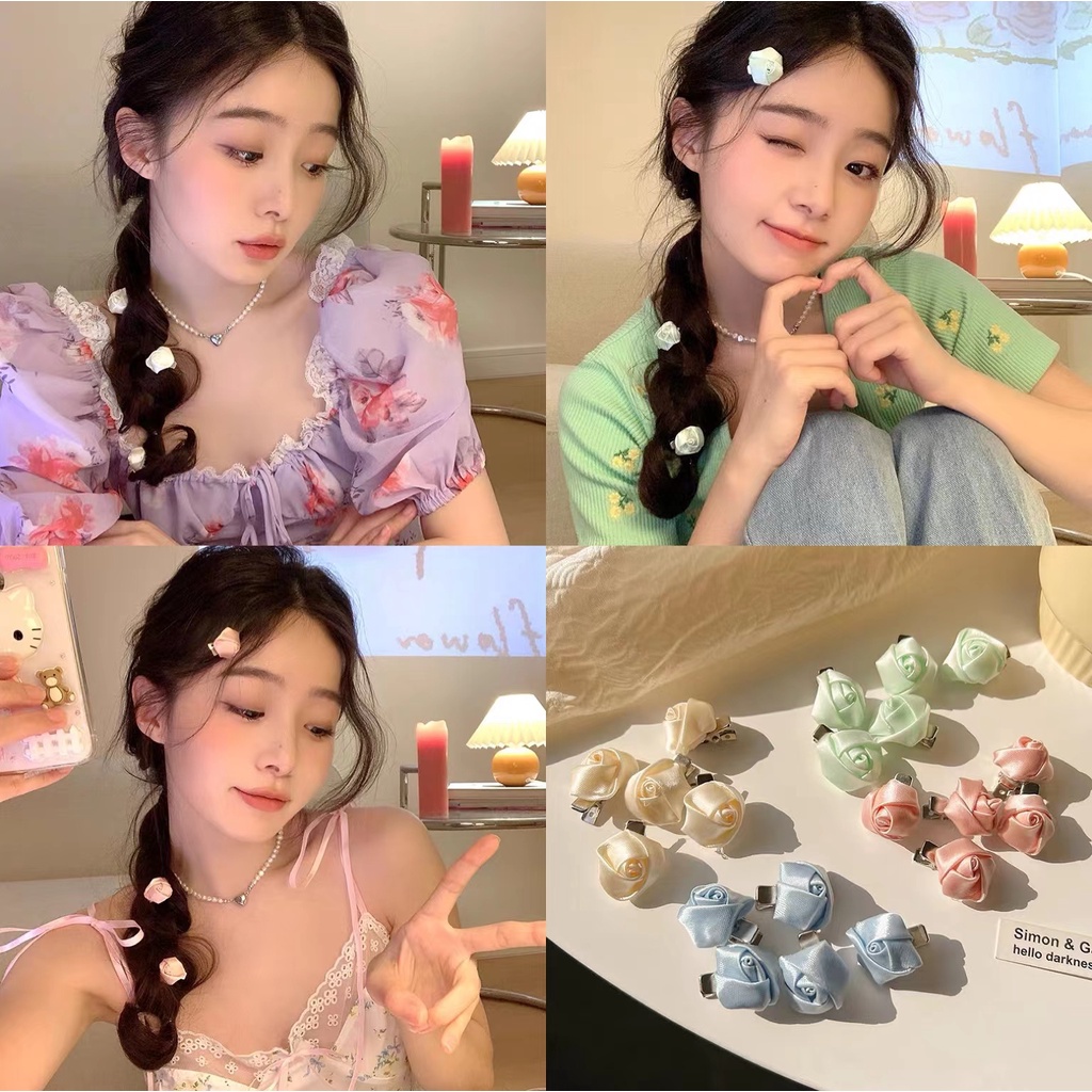 Kẹp Tóc Đính Hoa Hồng Dễ Thương Dành Cho Nữ