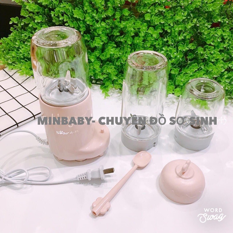 Máy xay đồ ăn dặm Bear 3 cối[Chính hãng bảo hành 6 tháng]