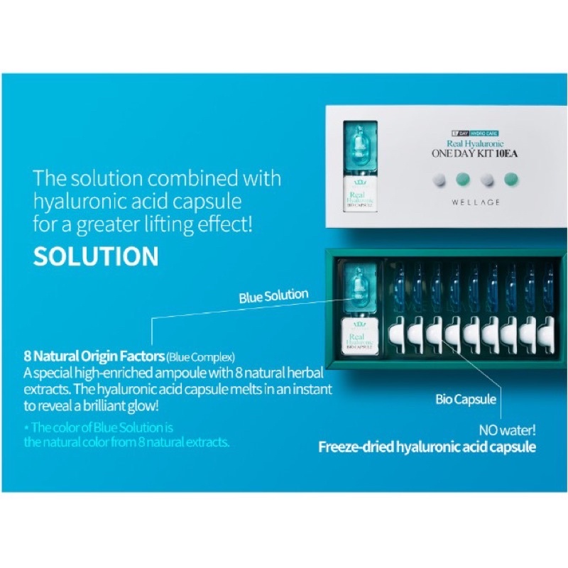 Bộ 10 Viên Nang Dưỡng Da cung cấp B5 chuyên sâu căng bóng da Wellage Real Hyaluronic 15mlx10
