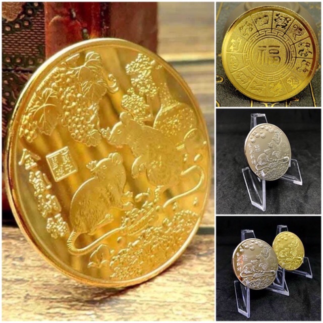 Đồng xu mạ vàng mạ bạc tuổi Tý - Tiền xu phong thuỷ may mắn phát tài | BigBuy360 - bigbuy360.vn