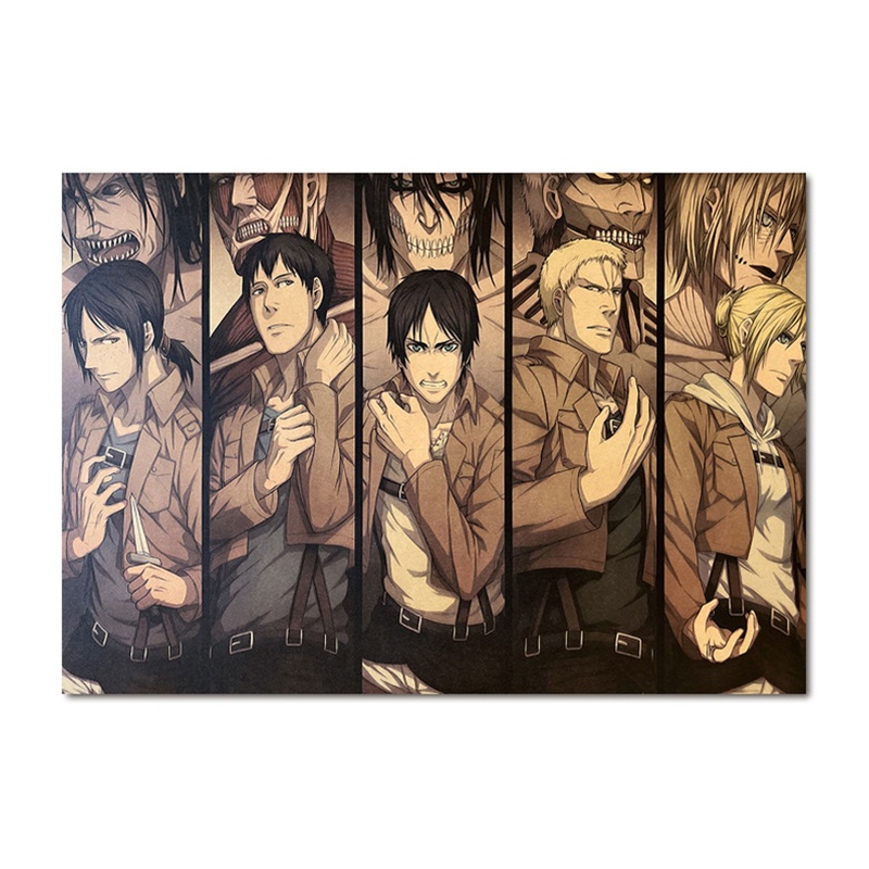 Tmdbyx Áp Phích Treo Tường Trang Trí Hình Attack on Titan Phong Cách Vintage