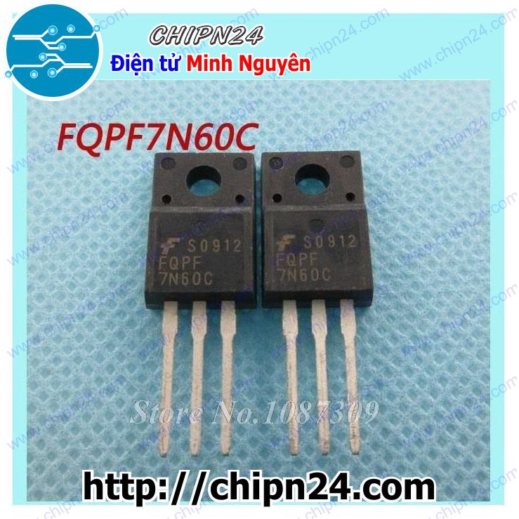 [2 CON] Mosfet 7N60 TO-220F 7A 600V Kênh N (FQPF 7N60C FQPF7N60C)