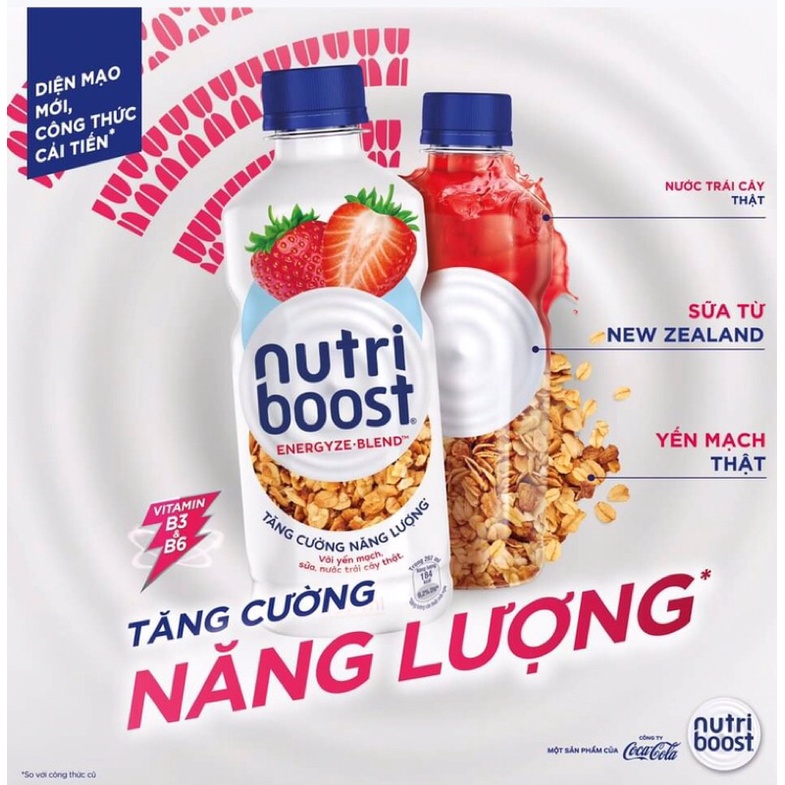 Nước uống sữa trái cây Nutriboost vị dâu/cam chai 297ml