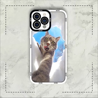 Ốp lưng iphone samsung xiaomi oppo cạnh vuông JM CASE mèo selfie đáng yêu