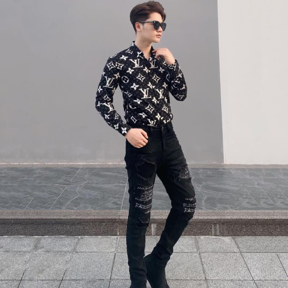 Áo sơ mi nam dài tay hàn quốc, sơ mi lụa đẹp công sở hoạ tiết sang trọng shop44 | BigBuy360 - bigbuy360.vn