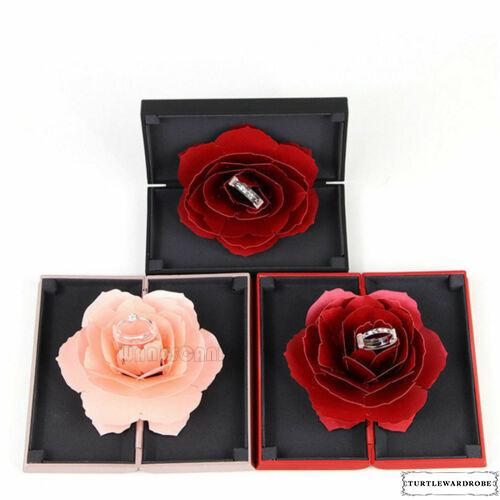 Hộp đựng nhẫn tạo hình hoa hồng nhân tạo 3D sáng tạo