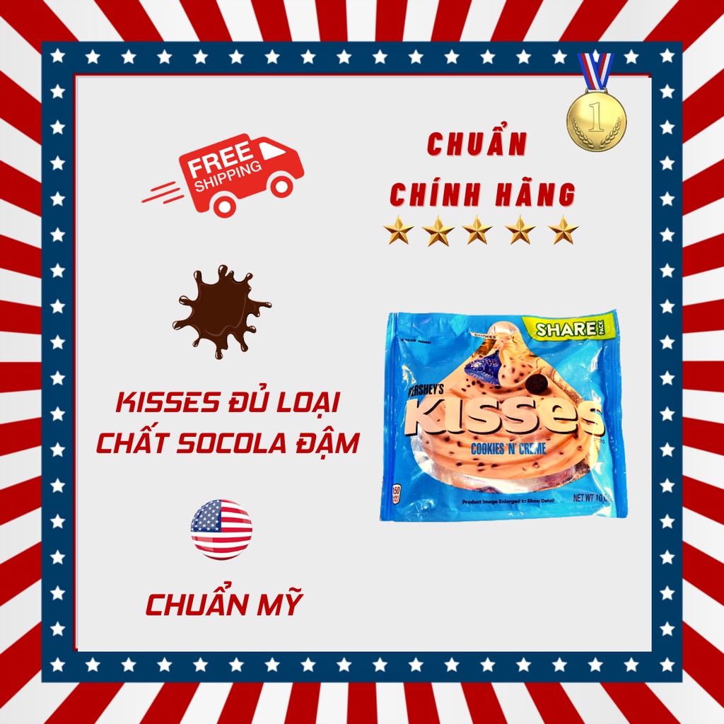 KẸO SÔ CÔ LA HERSHEY'S KISSES CỦA MỸ - Đậm chất socola, ngon chuẩn vị, hàng chất lượng