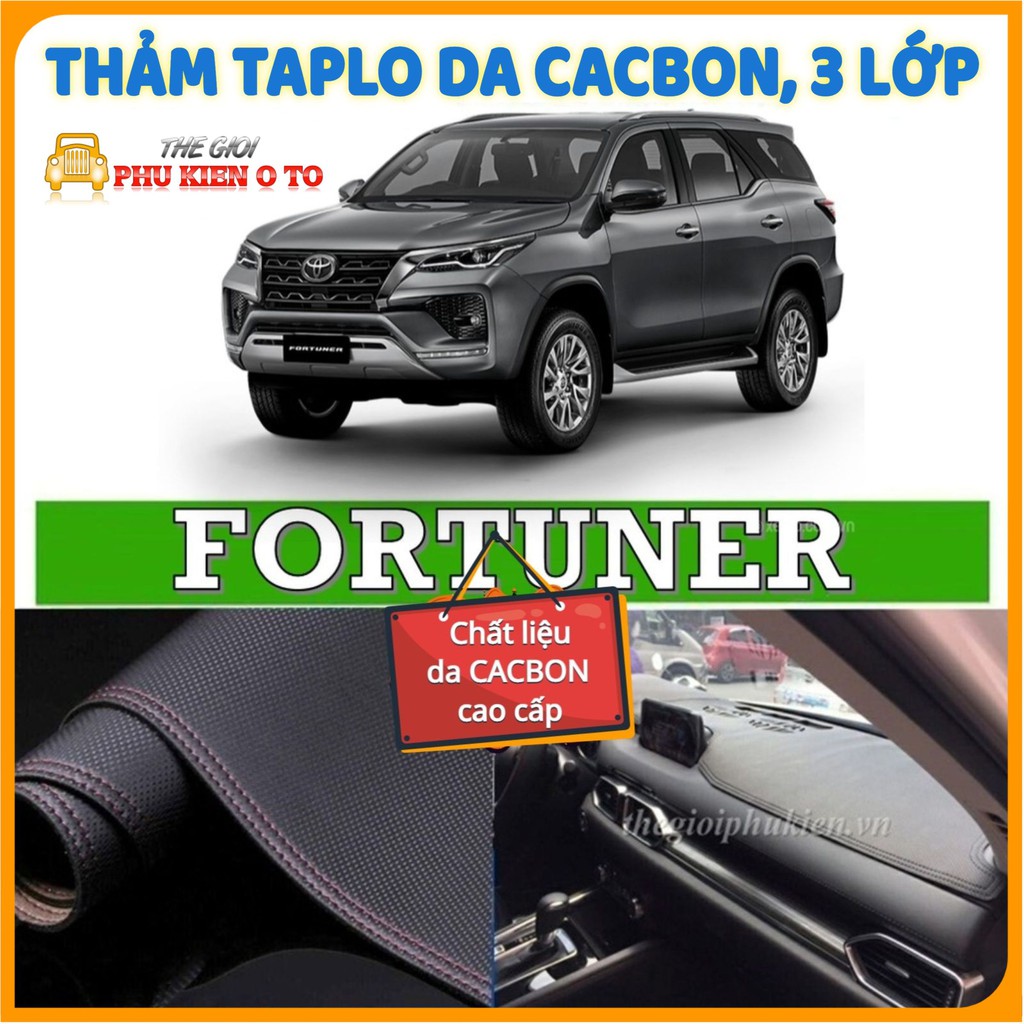 Thảm taplo Toyota Fortuner 2017- 2022 da Cacbon cao cấp, chống nóng ô tô hiệu quả