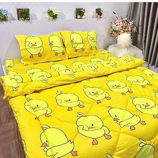 Bộ chăn phao ga gối poly set 5 món mẫu vịt vàng