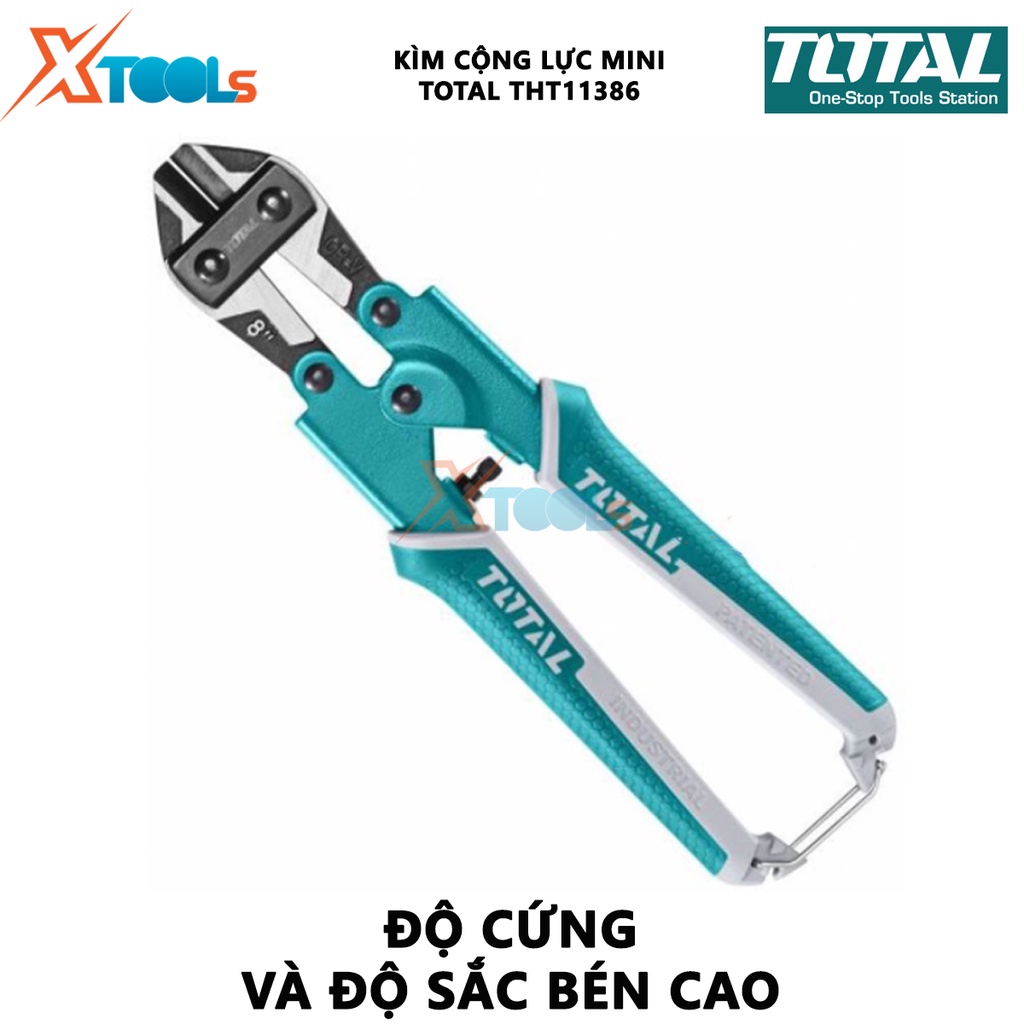 Kìm cộng lực đa năng mini TOTAL THT11386 8&quot; Kềm cộng lực mini thép Cr-V chống rỉ siêu cứng cắt sắt kim loại cáp dây điện