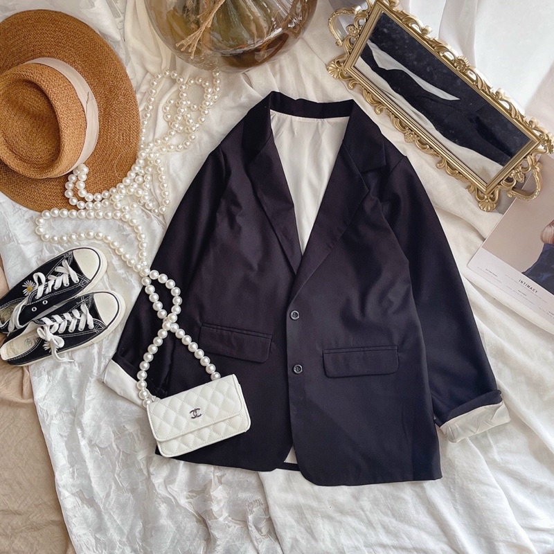 Áo blazer nữ trơn 2 lớp phong cách Hàn Quốc