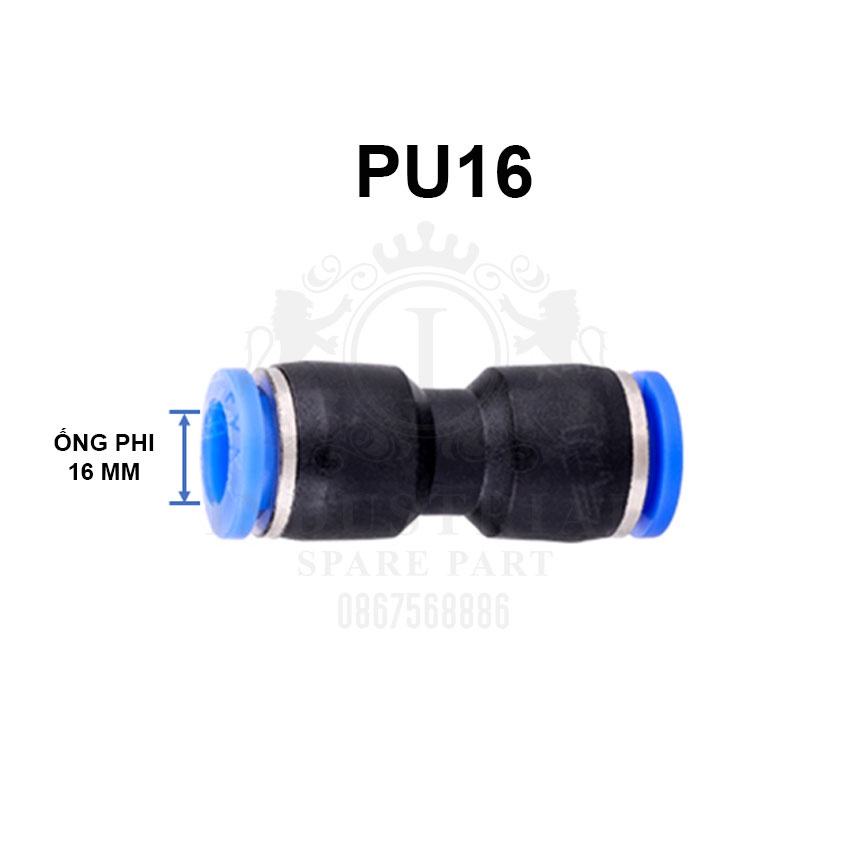 Đầu nối ống nhanh PU4 PU6 PU8 PU10 PU12 PU14 PU16. Măng sông nối nhanh, đầu nối dây hơi, cút nối nhanh nhựa khí nén