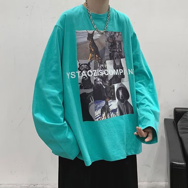 Áo Sweater Tay Dài Cổ Tròn Dáng Rộng In Họa Tiết Thời Trang Hàn Quốc Cho Nam