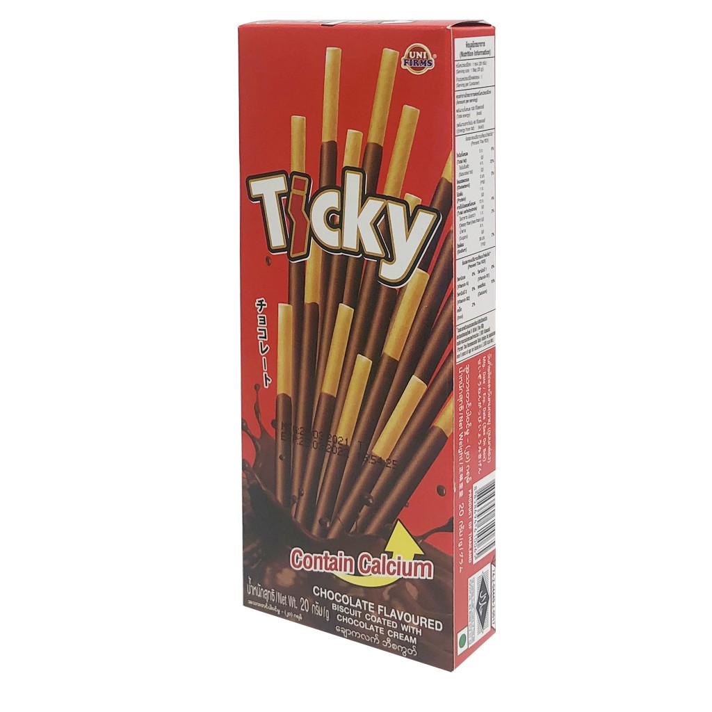 Bánh que kem socola TICKY 20gr - màu đỏ - bánh nhập khẩu Thái Lan - Ticky sticky chocolate