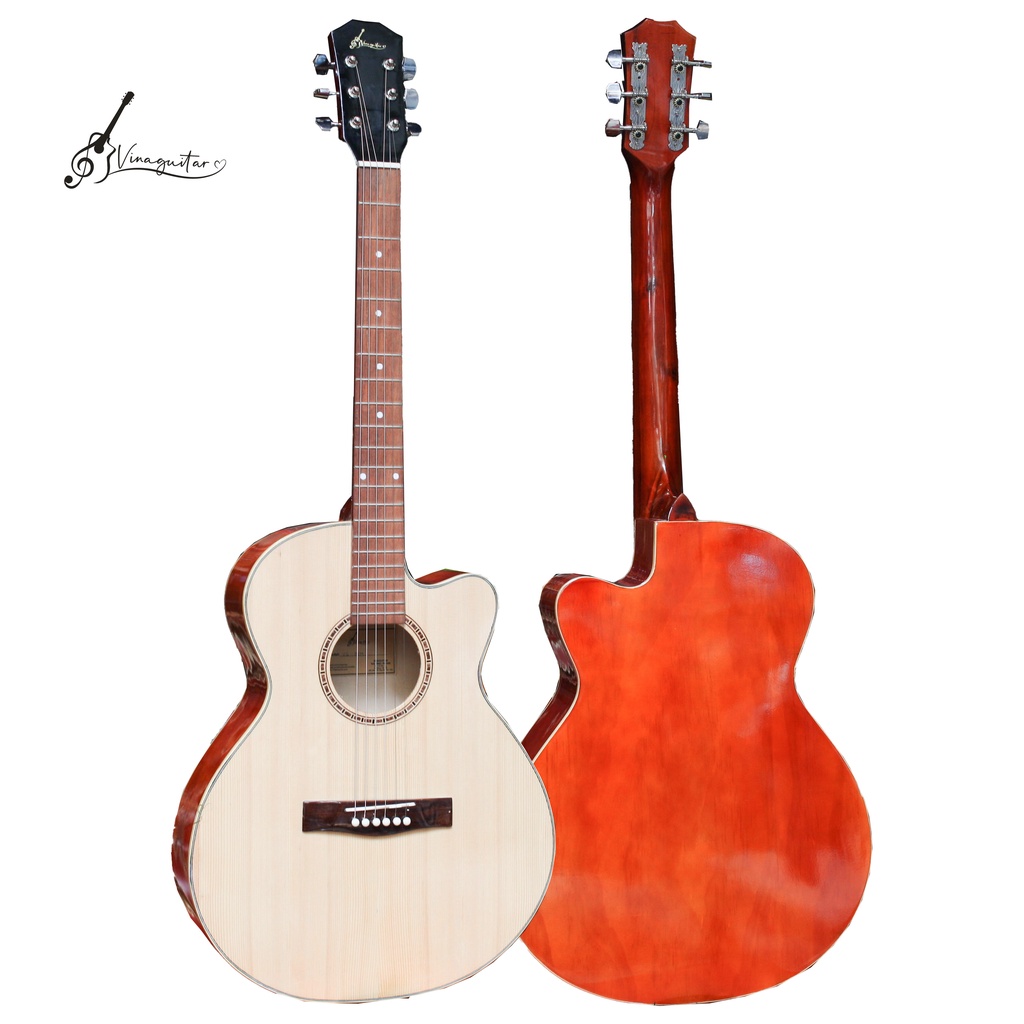 Đàn guitar acoustic gỗ thịt có ty chỉnh cong cần VG-SPEM chính hãng Vinaguitar - tặng kèm 12 phụ kiện