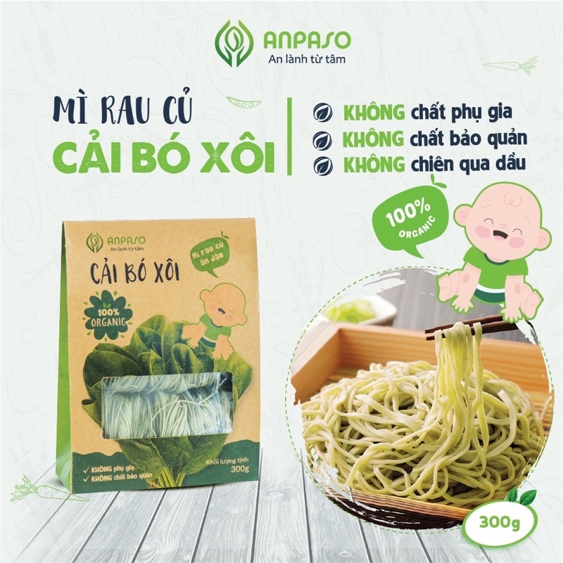 Mì Ăn Dặm Rau Củ Hữu Cơ Organic ANPASO cho bé