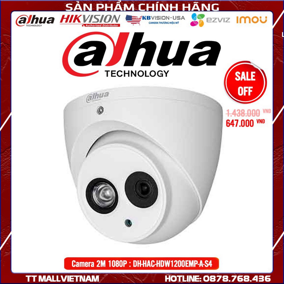 Camera Dahua DH-HAC-HDW1200EMP-A-S4 2M 1080P Full HD - Bảo hành chính hãng 2 năm