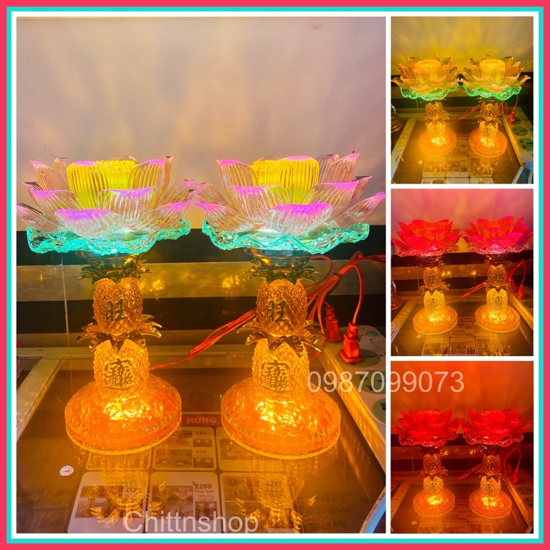 Đèn Thờ Sen Thơm DS1 (MỘT CẶP)