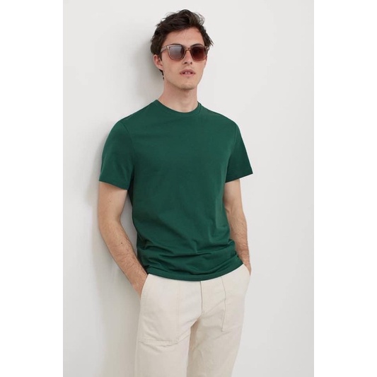 Áo cotton hm auth nam xanh