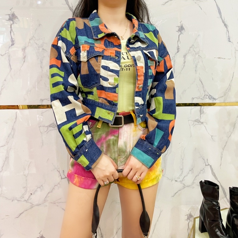 quần short Jean loang màu
