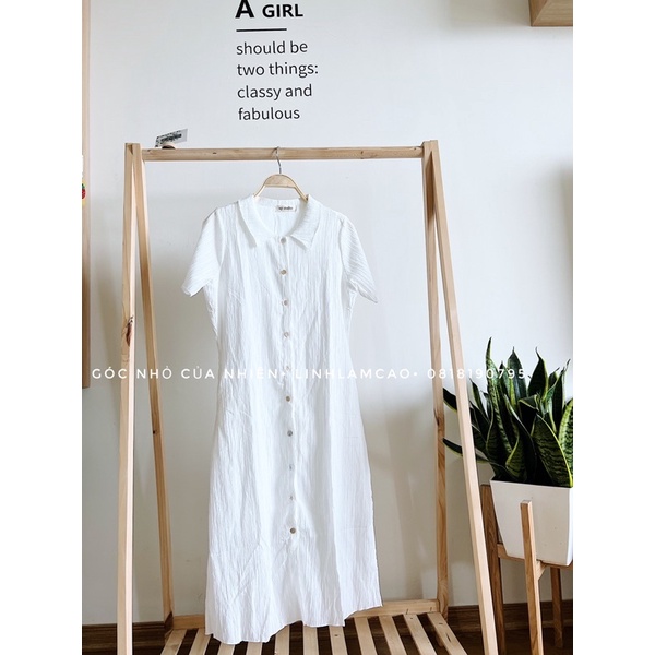 Váy Đầm Nữ Polo Cổ Đức Dáng Dài Chất Tăm Cúc Dọc