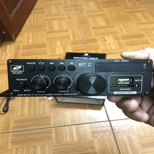 Amply mini 12v bluetooh AK-380 công suất 40w x 40w loại tốt, tiếng ra 2 vế, chuyên nghe nhạc, đánh chim đêm
