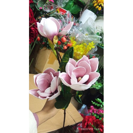 Hoa giả - Mộc Lan size to - cành 3 bông