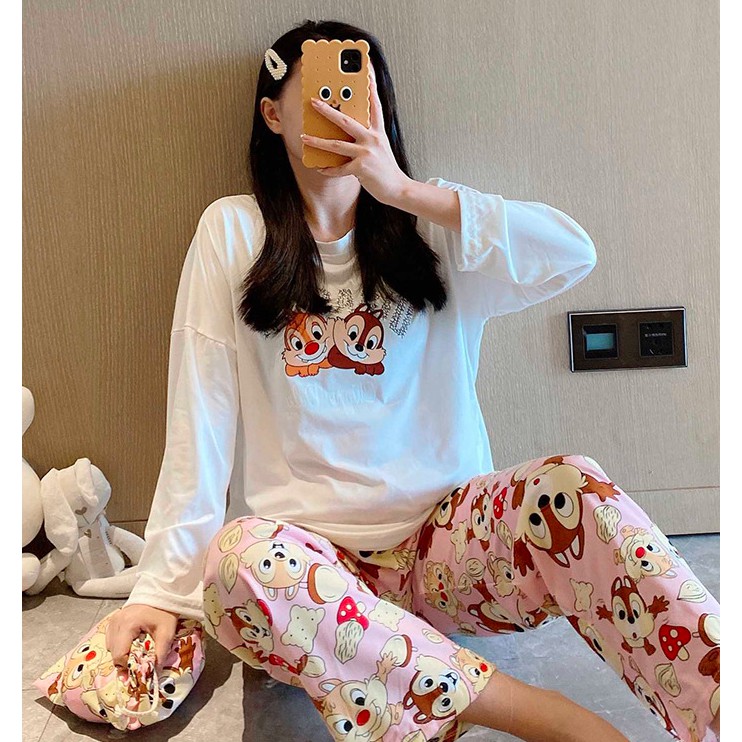 Bộ Pijama Hoạt Hình Dài Tay Bộ Pizama Mặc Nhà Thu Đông Cực Xinh