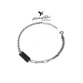 Lắc tay Xưởng Bạc LTBT430 thiết kế sợi xích, vòng đôi unisex mặt tag dài khắc theo yêu cầu