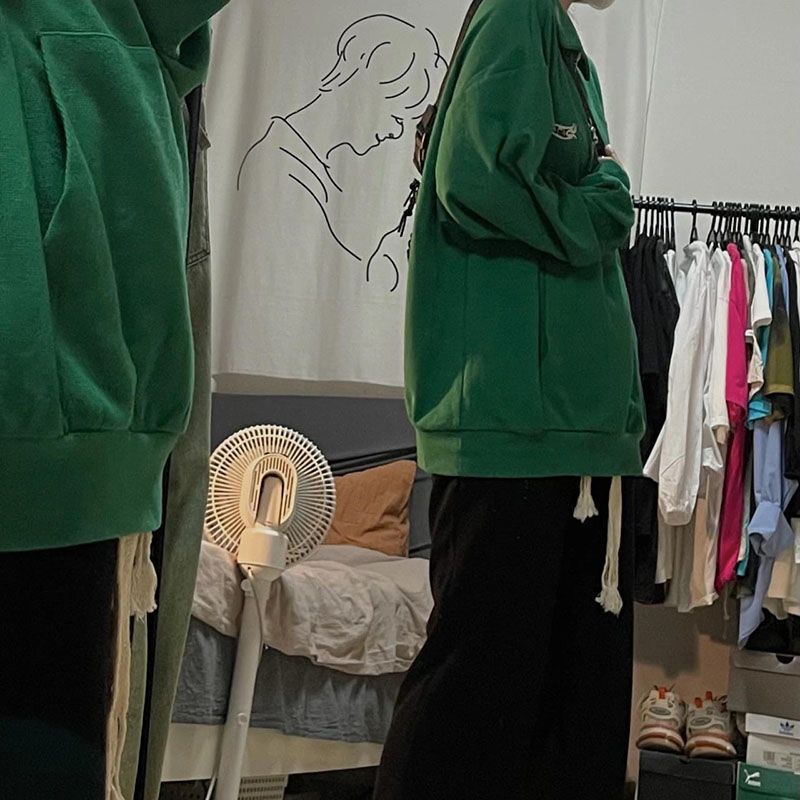 (ORDER) Áo sweater nỉ polo màu xanh lá trơn màu bo tay ulzzang học sinh có size local brand (ảnh thật) | BigBuy360 - bigbuy360.vn