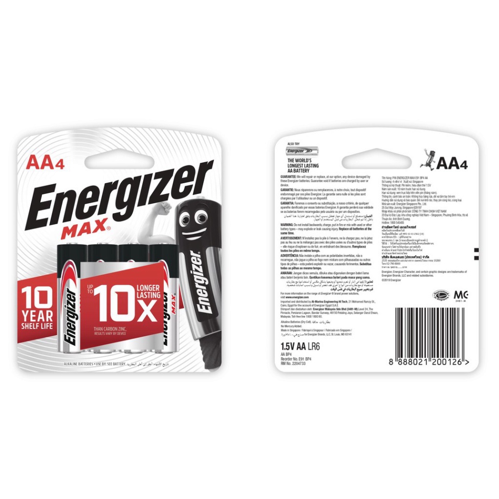 Pin Energizer Max AA E91 BP4